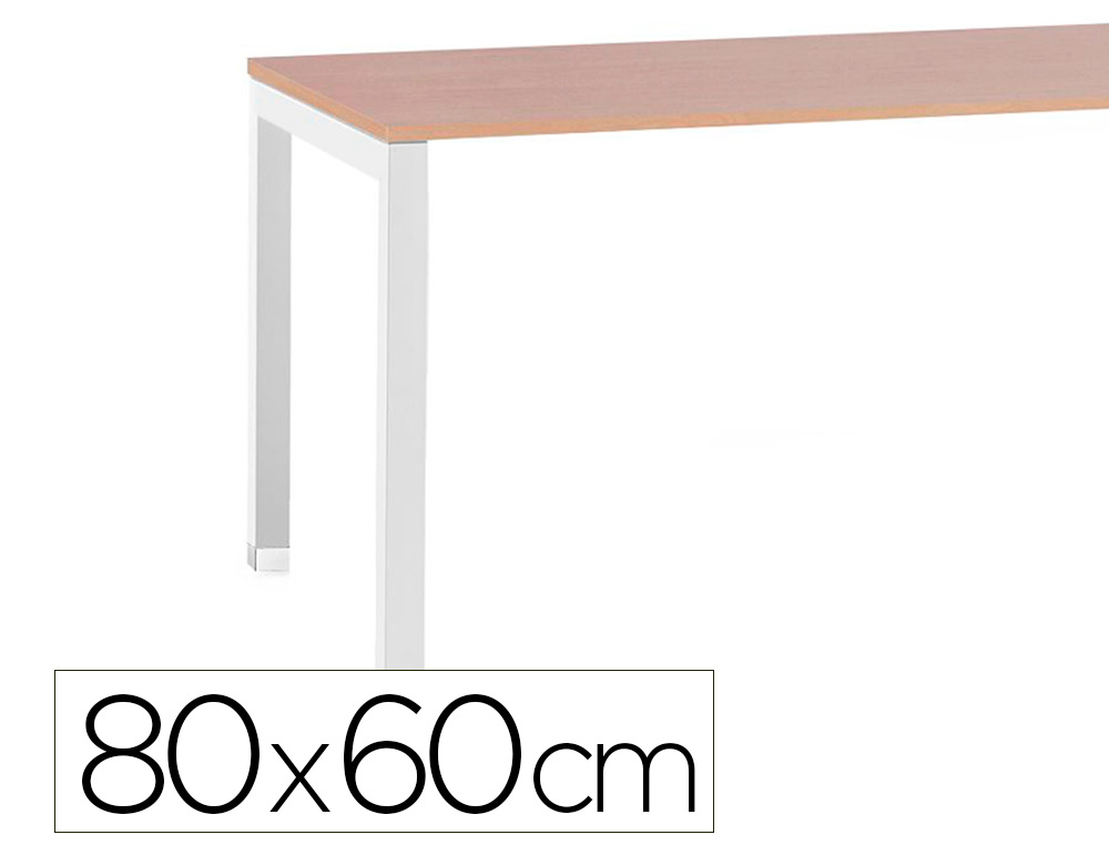 RETOUR DE BUREAU MT INTERNATIONAL PLATEAU HETRE MELAMIN 25MM PIETEMENT ARCHE COLORIS BLANC 80X60CM