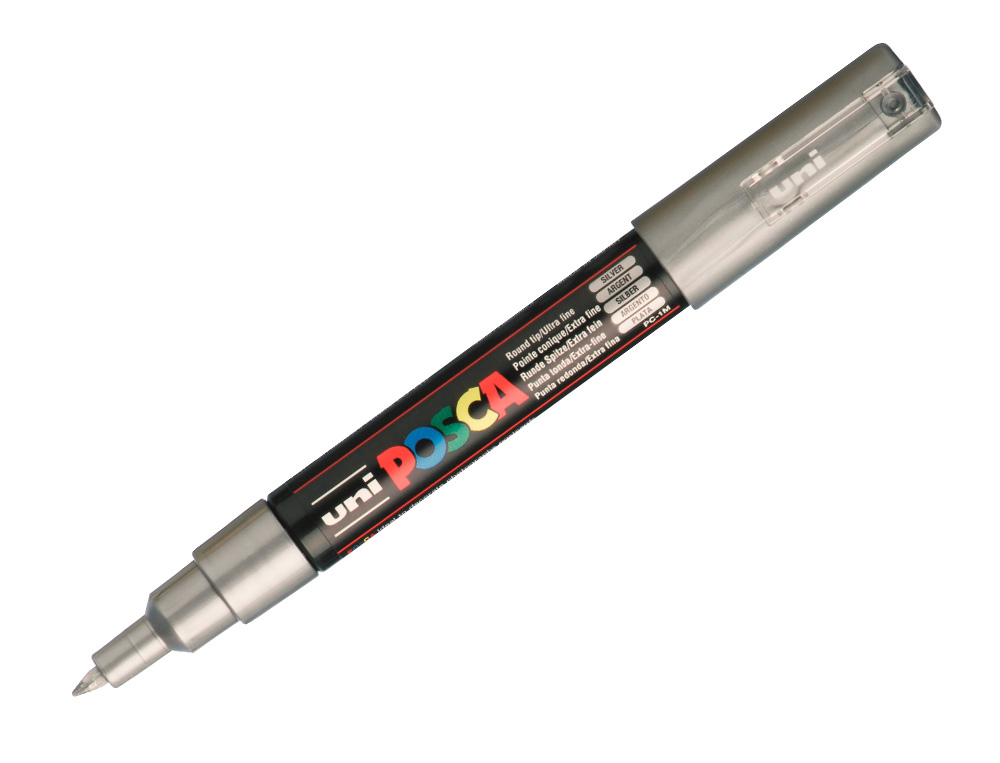 MARQUEUR POSCA PC1MC BASE EAU POINTE CONIQUE EXTRA FINE     0,7MM ARGENT             SANS/ODEURS/ALCOOL/SOLVANT TOUS