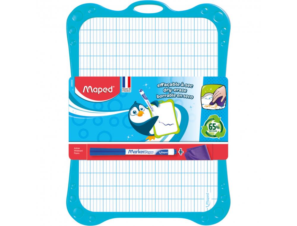 KIT ARDOISE BLANCHE RECYCLEE MAPED 20X28CM AVEC CADRE 2    COLORIS ASSORTIS