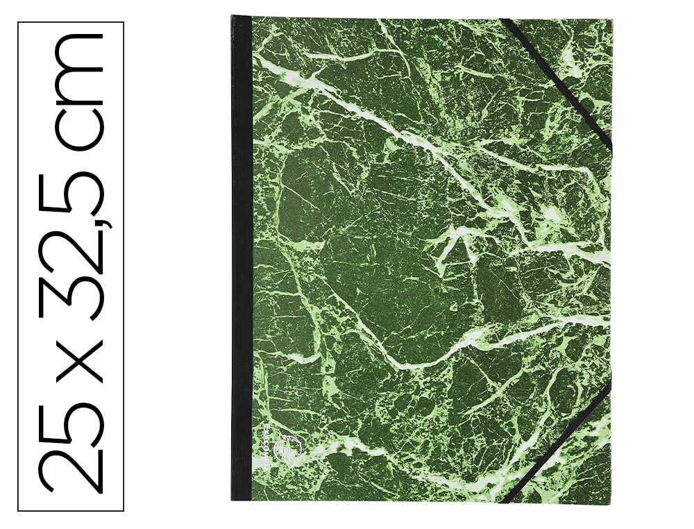 CARTON A DESSIN EXACOMPTA 25X32.5 CM PAPIER MARBRE      VERNIS DOS TOILE RENFORCE     FERMETURE A ELASTIQUES VERT