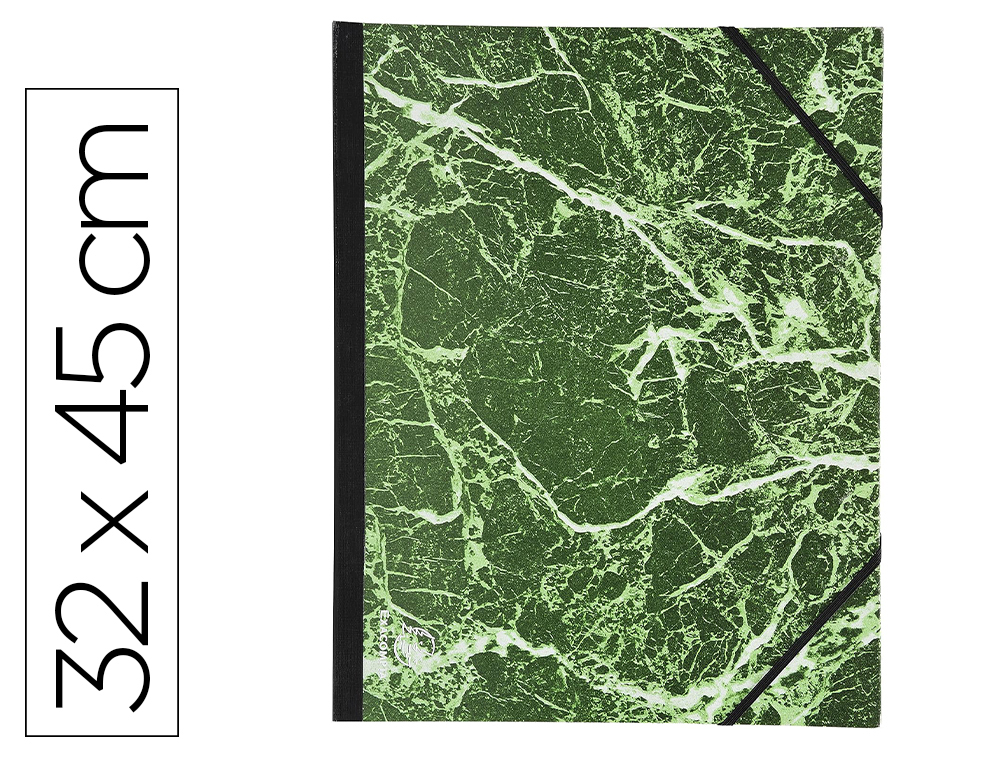 CARTON A DESSIN EXACOMPTA 32X45 CM PAPIER MARBRE VERNIS DOS TOILE RENFORCE FERMETURE  A ELASTIQUES VERT