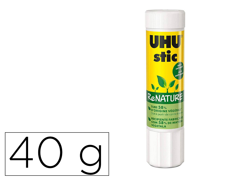 COLLE BLANCHE UHU RENATURE FABRICATION ORIGINE VEGETALE  RECYCLABLE SANS SOLVANT       MATIERES NATURELLES 40G