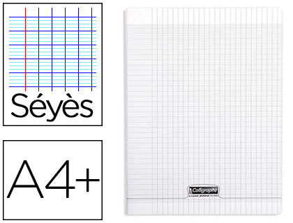 CAHIER PIQU CLAIREFONTAINE COUVERTURE POLYPROPYLNE TRANSPARENTE A4+ 24X32CM 96 PAGES 90G SYS INCOLORE