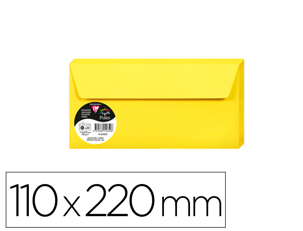 ENVELOPPE VISITE CLAIREFONTAINE POLLEN 110X220MM 120G COLORIS SOLEIL TUI 20 UNITS