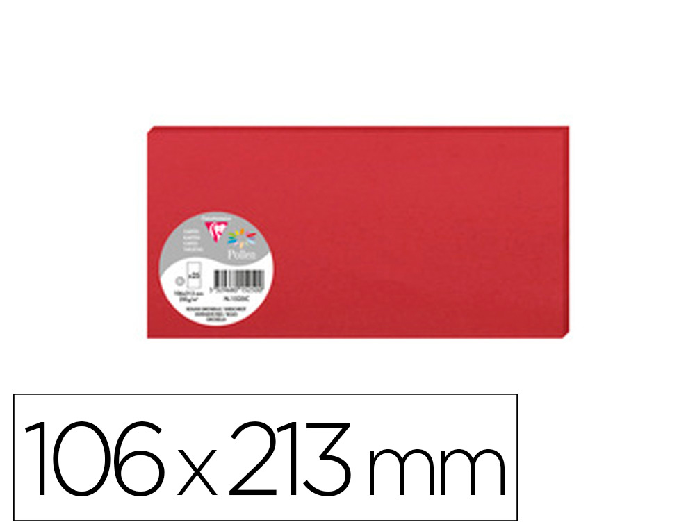 CARTE VISITE CLAIREFONTAINE POLLEN 106X213MM COLORIS ROUGE GROSEILLE TUI 25 UNITS