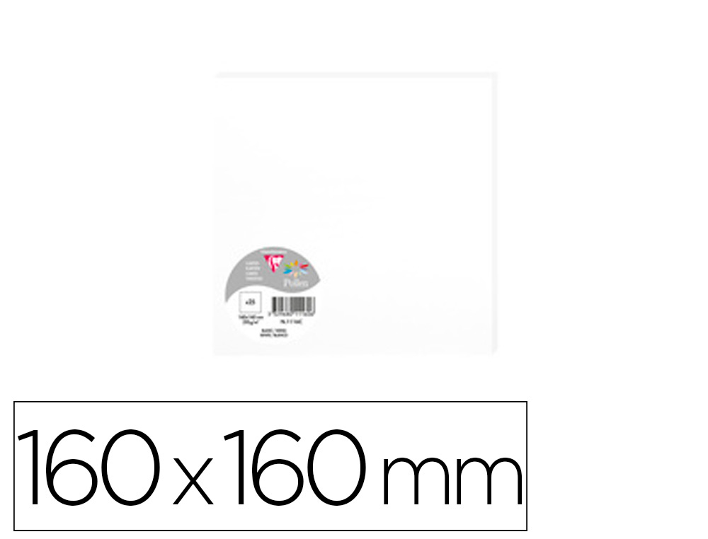 CARTE VISITE CLAIREFONTAINE POLLEN 160X160MM COLORIS BLANC TUI 25 UNITS