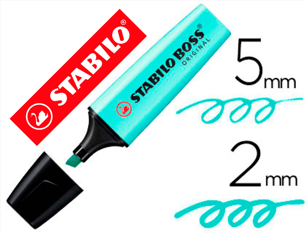 SURLIGNEUR STABILO BOSS PASTEL TRAC 2/5MM POINTE BISEAUTE ENCRE BASE EAU RSISTANTE LUMIRE TOUCHE TURQUOISE