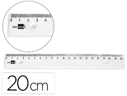 REGLE LIDERPAPEL PLASTIQUE INCASSABLE TRANSPARENT 20 CM