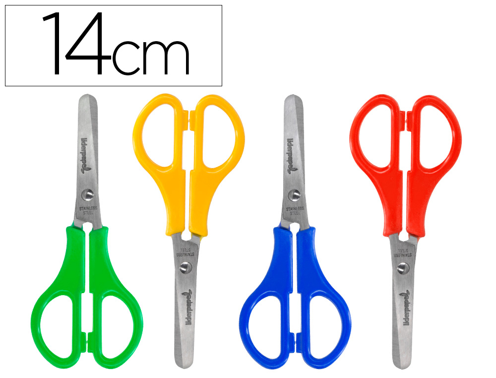 CISEAUX LIDERPAPEL 5/8 ANS CONOMIQUE LAMES ACIER INOXYDABLE POINTE ARRONDIE ANTI-COUPE 140MM POCHETTE