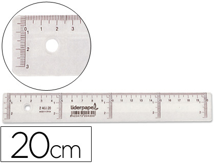 RGLE LIDERPAPEL GRADUATION VERTICALE HORIZONTALE 20CM BORD BISEAUT GAMME CRISTAL TRANSPARENTE CONOMIQUE